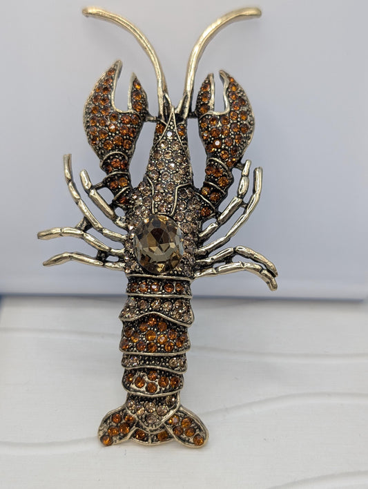 Topaz Lobster for DIY Bag Charm, Pin Acessory or Pendant Brooch