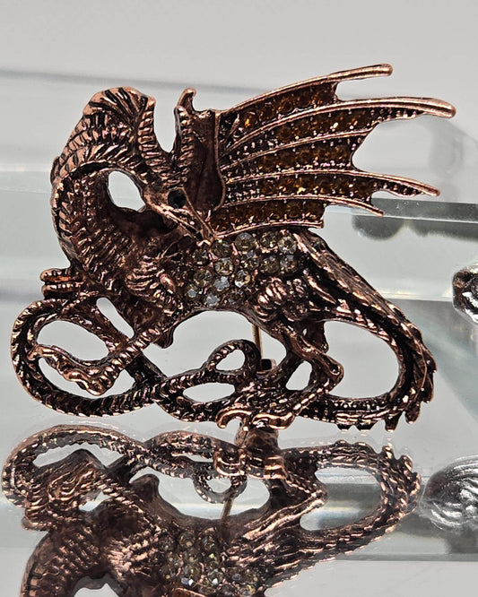 Golden Plate Dragon  Brooch