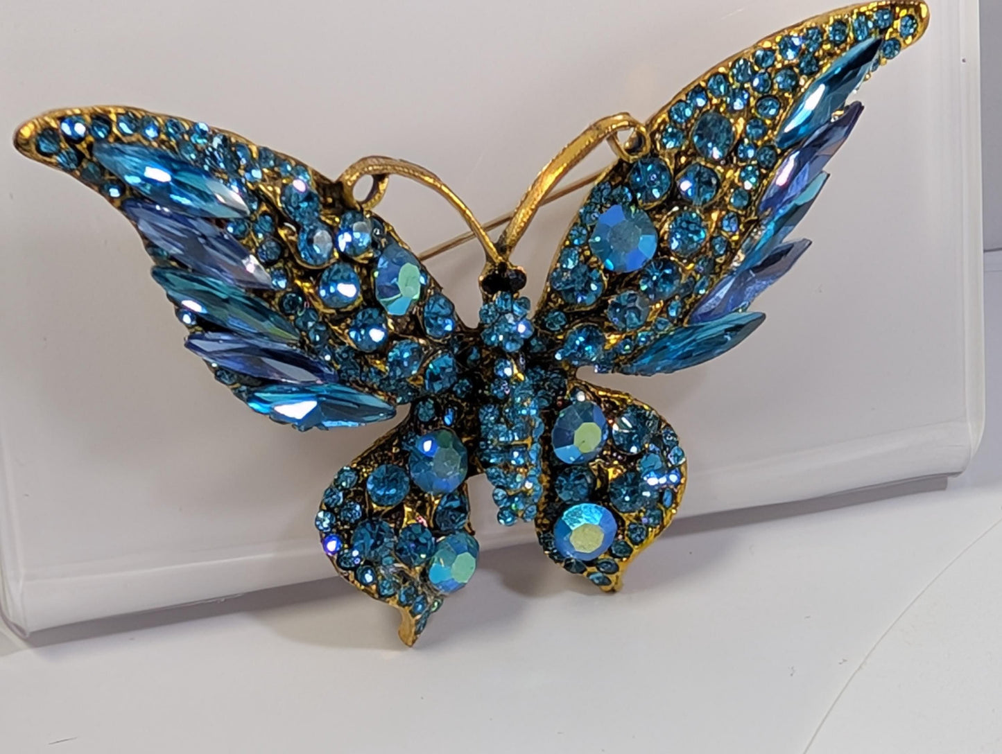 Gold Aqua Large  for DIY Bag Charm Pin Accessory or Pendant Brooch