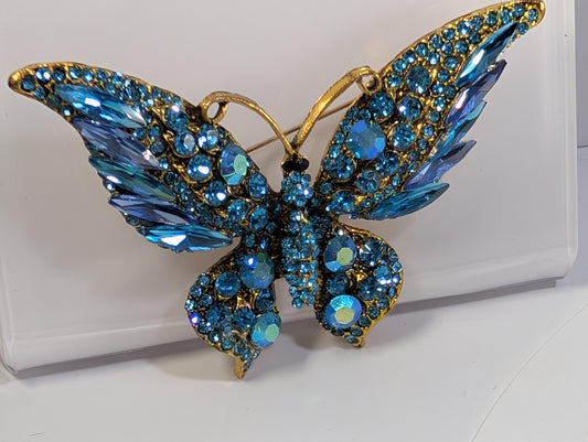 Gold Aqua Large  for DIY Bag Charm Pin Accessory or Pendant Brooch
