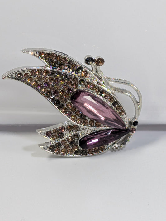 Silver Purple Topaz  for DIY Bag Charm Pin Accessory or Pendant Brooch