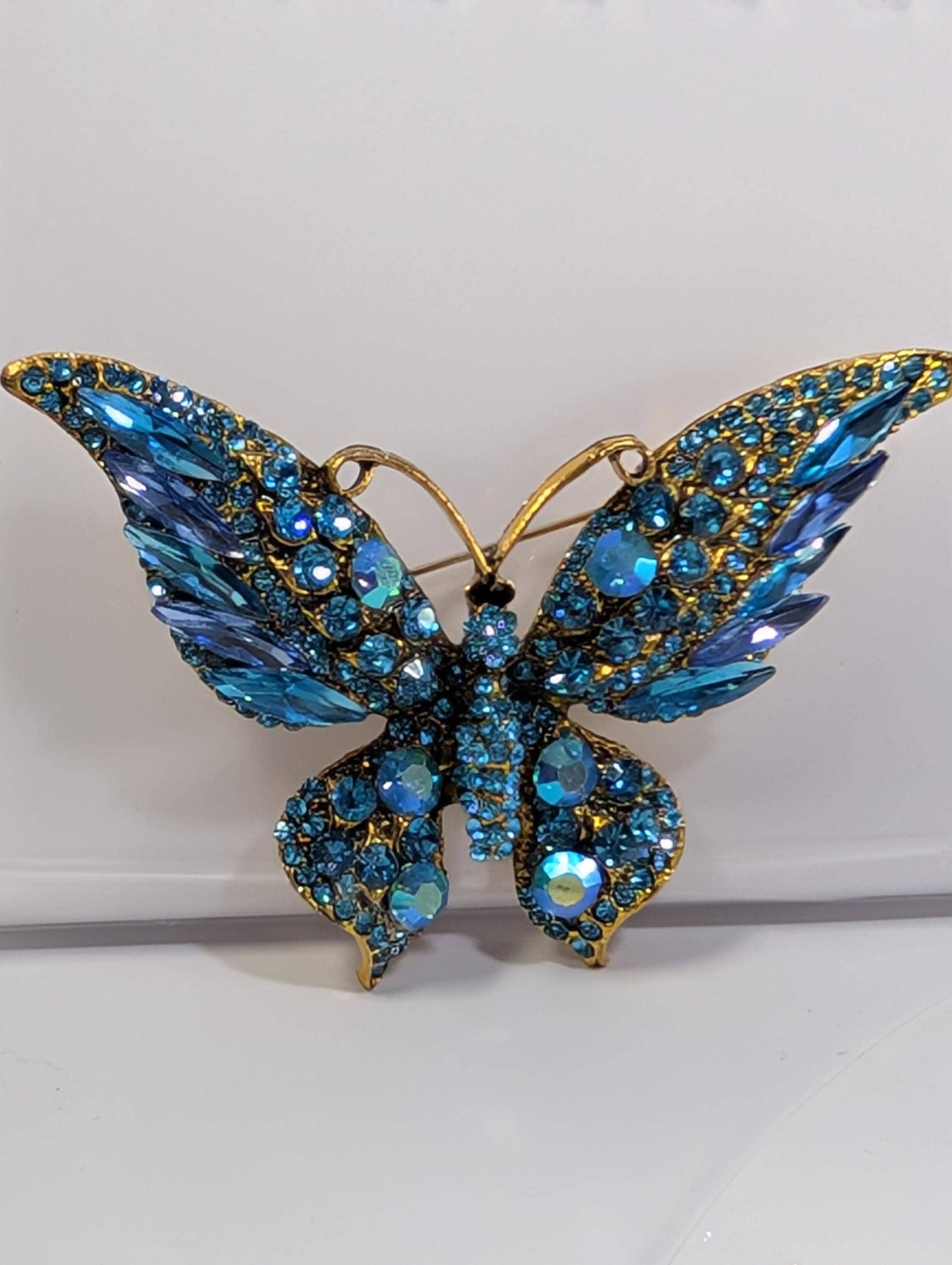 Gold Aqua Large  for DIY Bag Charm Pin Accessory or Pendant Brooch