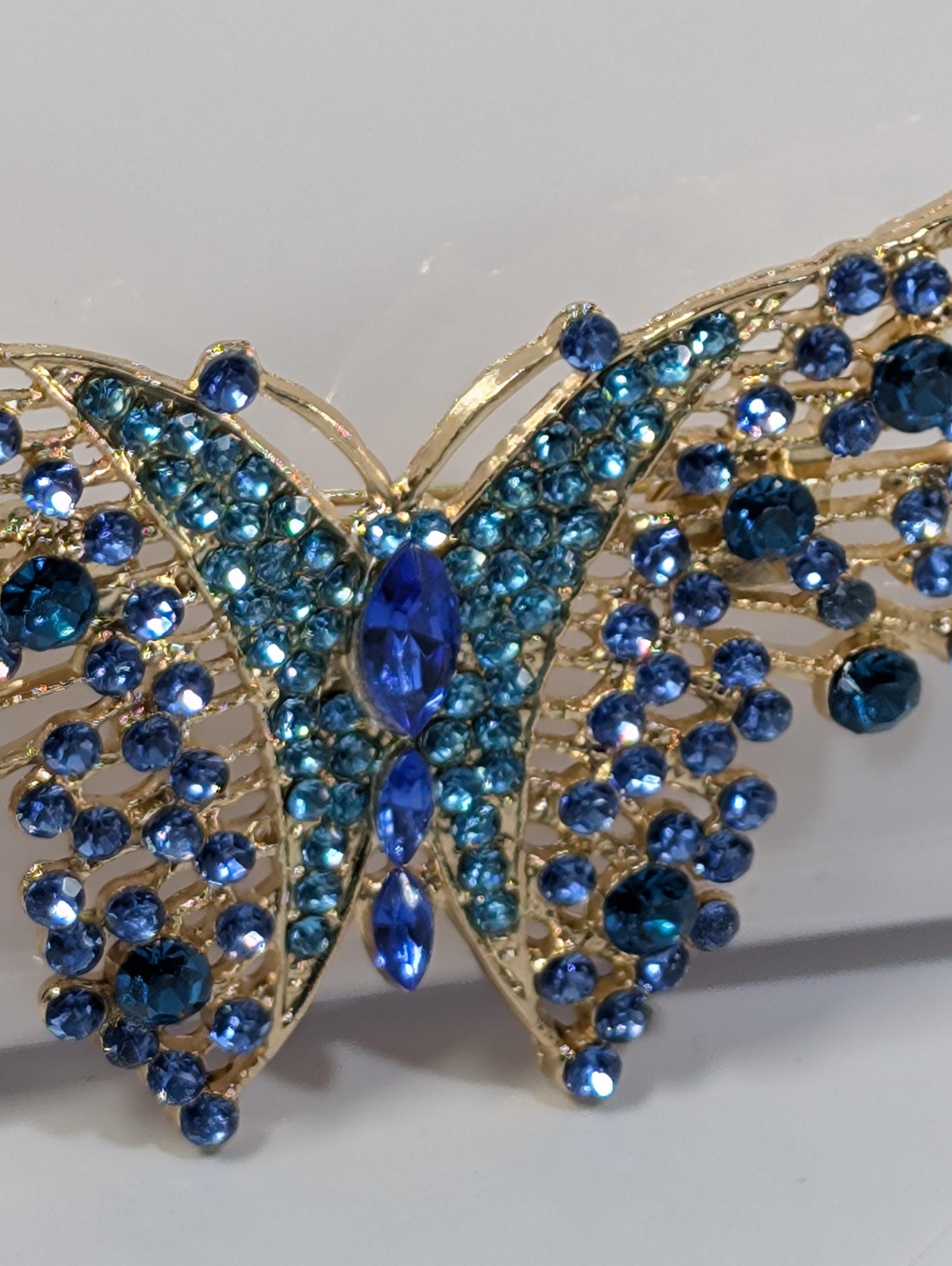 Aqua & Sapphire Rhinestone Butterfly  Brooch