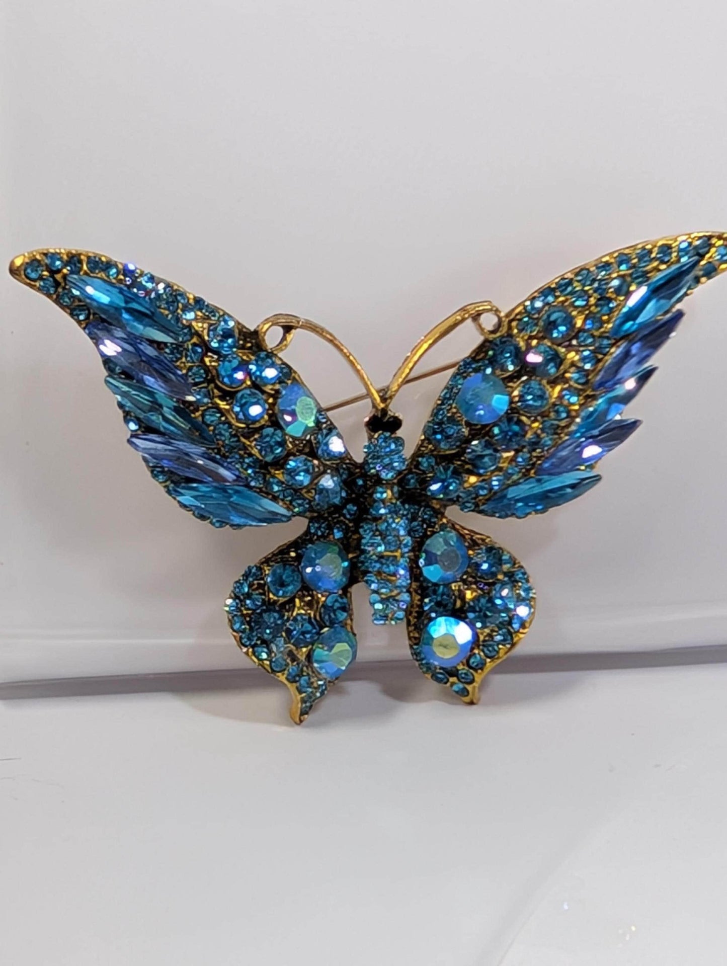 Gold Aqua Large  for DIY Bag Charm Pin Accessory or Pendant Brooch