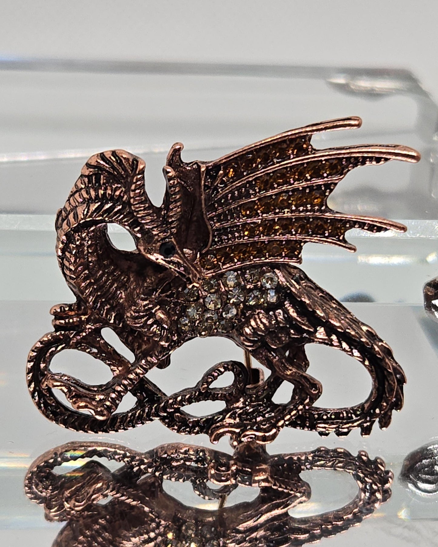 Golden Plate Dragon  Brooch