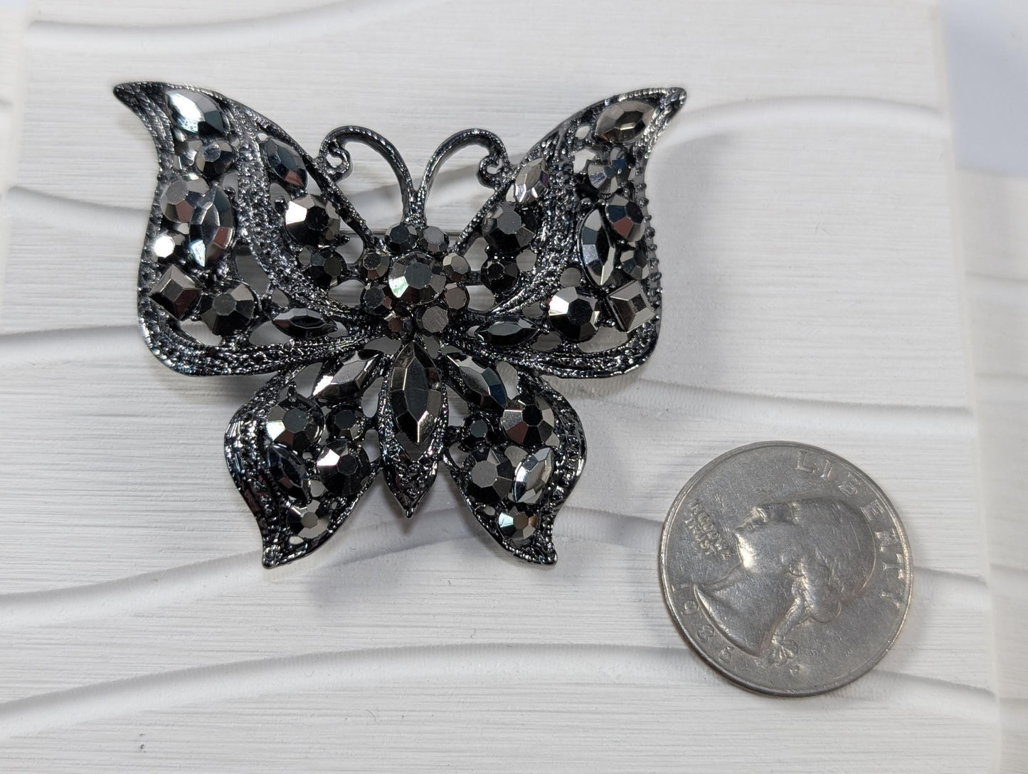 Gunmetal Butterfly Brooch