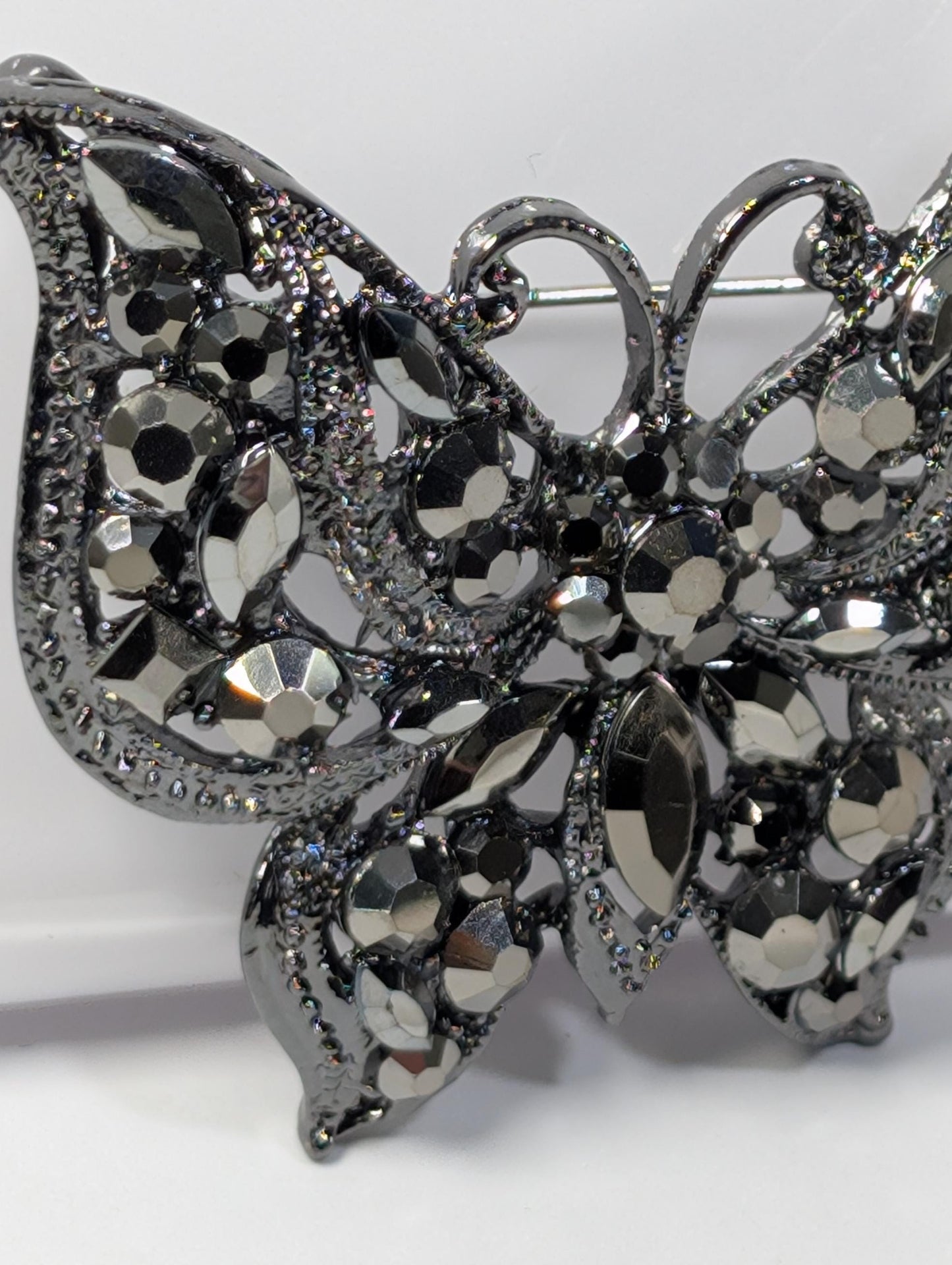 Gunmetal Butterfly Brooch