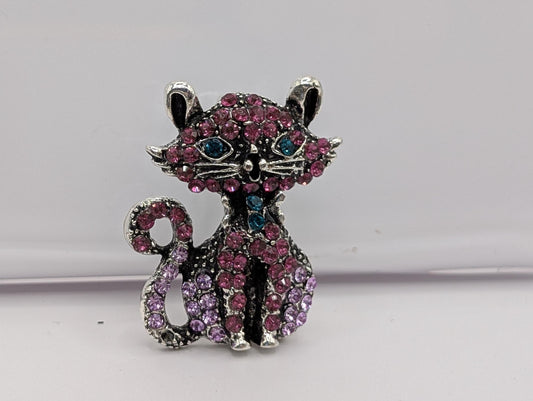 Silver Plated Kitty  Brooch