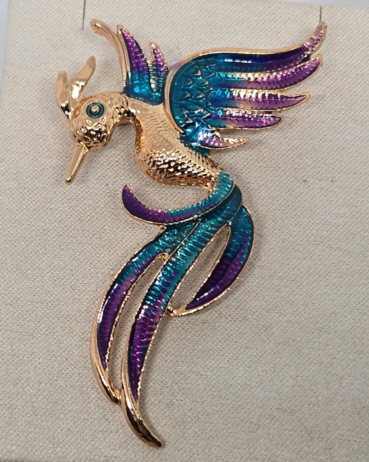 Golden Plate Enamel Phoenix  Brooch