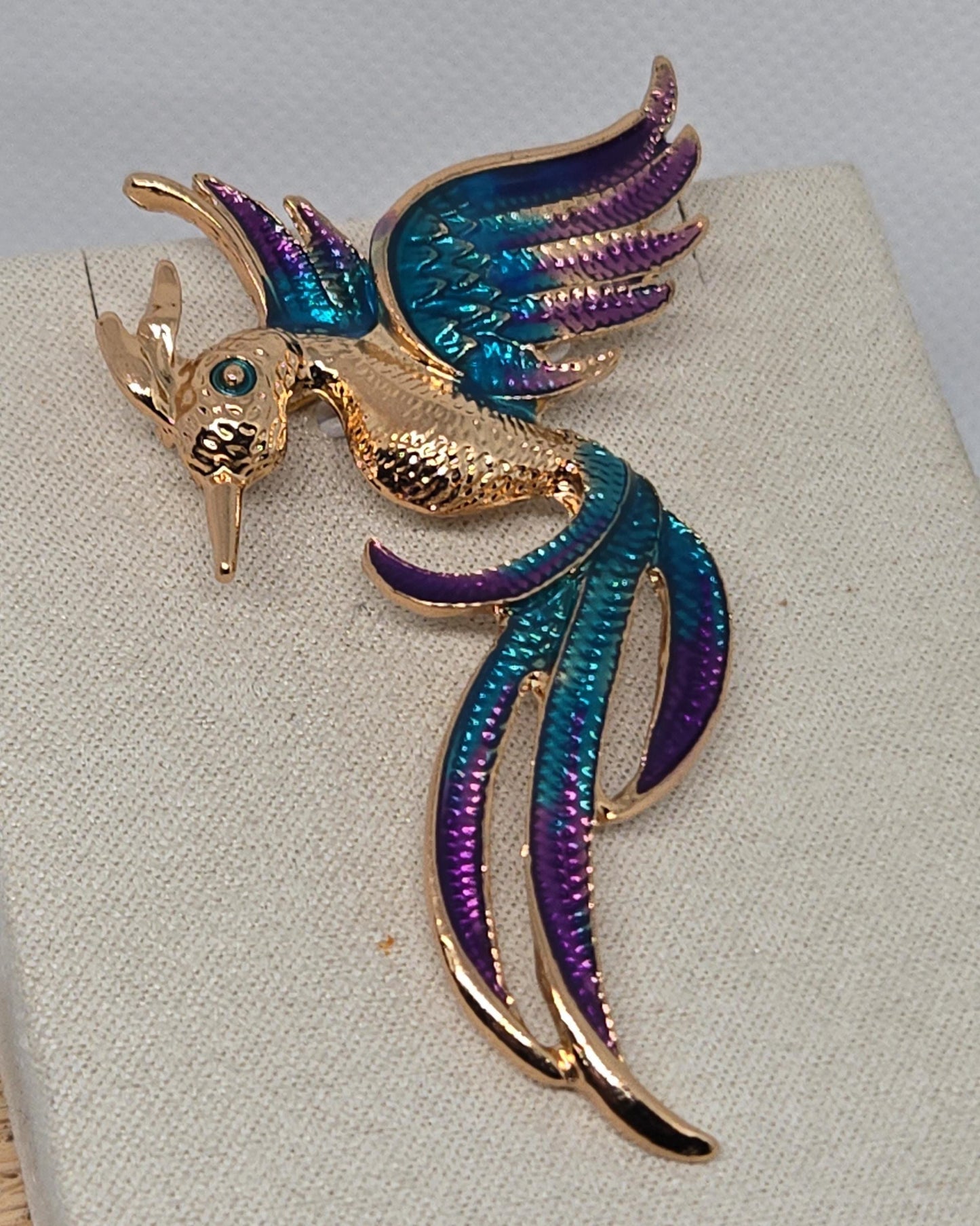 Golden Plate Enamel Phoenix  Brooch