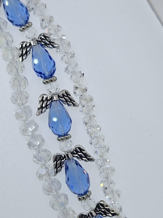 Faceted Blue Angel Glass Bead Strands: Colorful DIY Jewelry Making Supplies