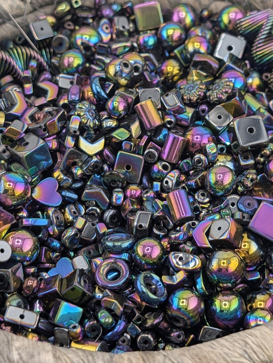 Rainbow Hematite Gemstone Mix: 2oz Natural Stone Crafting Beads