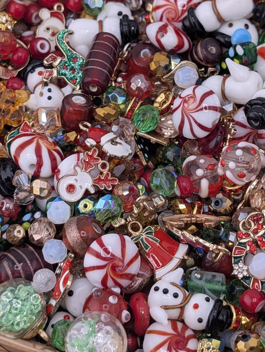 Christmas Glass Bead & Charm Soup: ALL GLASS DIY Jewelry Making Supplies (30g Pkg)