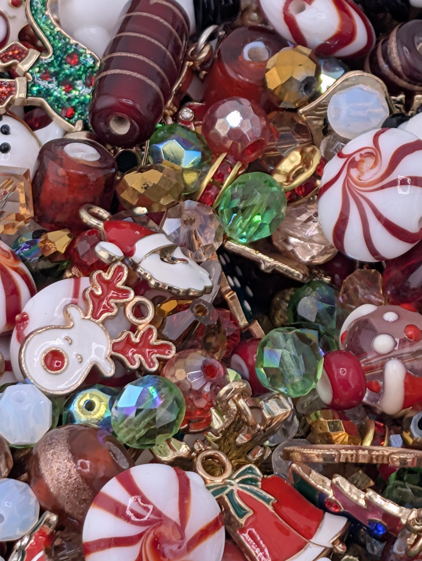 Christmas Glass Bead & Charm Soup: ALL GLASS DIY Jewelry Making Supplies (30g Pkg)