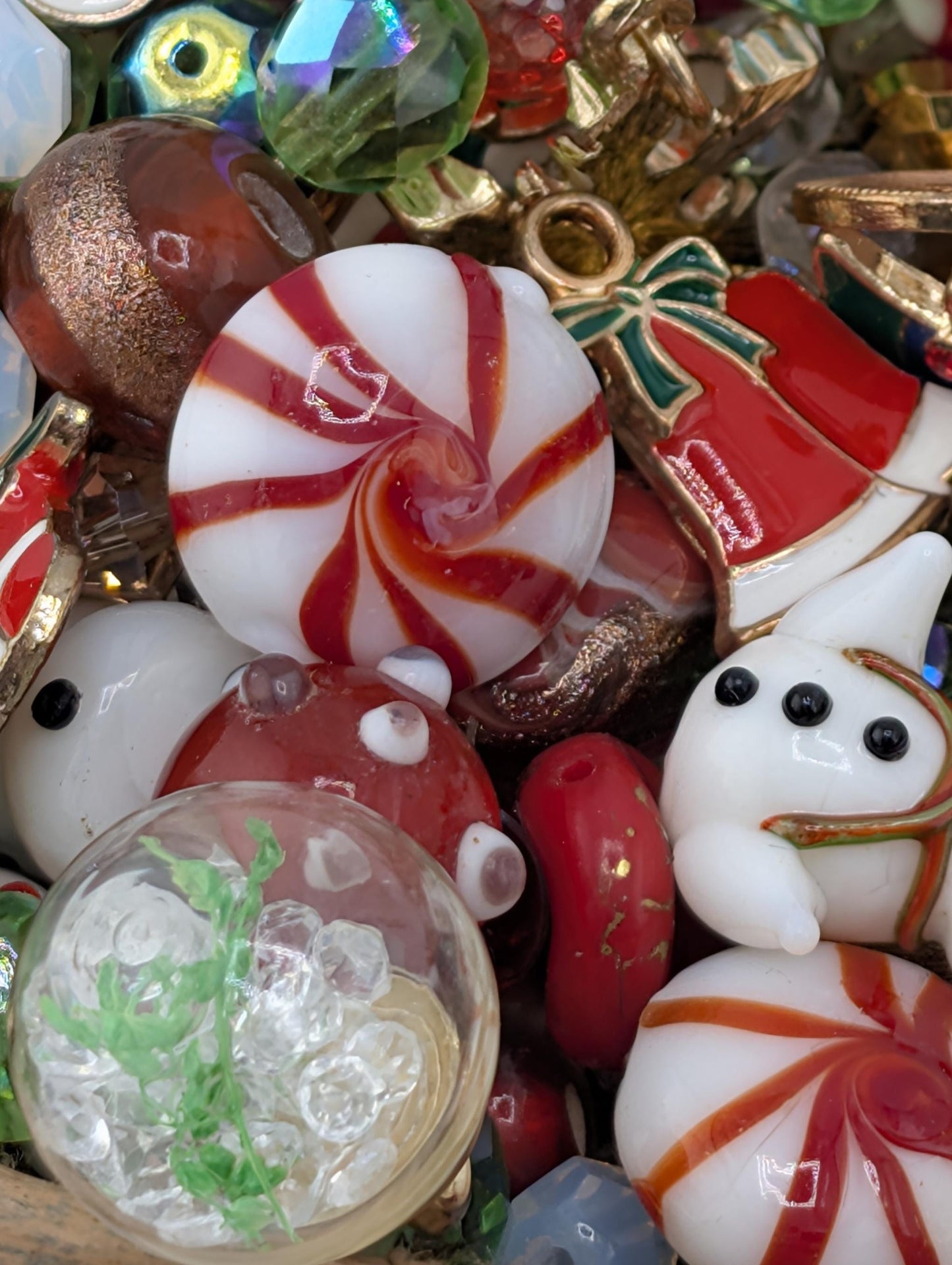 Christmas Glass Bead & Charm Soup: ALL GLASS DIY Jewelry Making Supplies (30g Pkg)