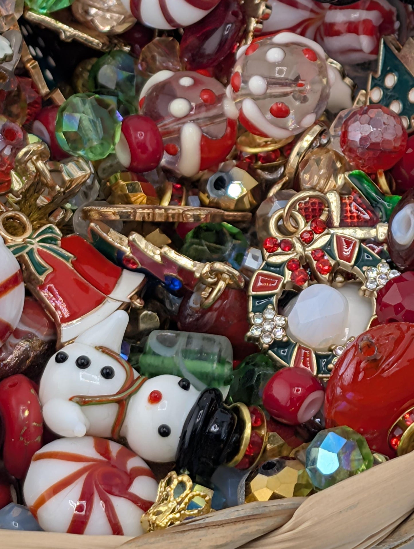 Christmas Glass Bead & Charm Soup: ALL GLASS DIY Jewelry Making Supplies (30g Pkg)