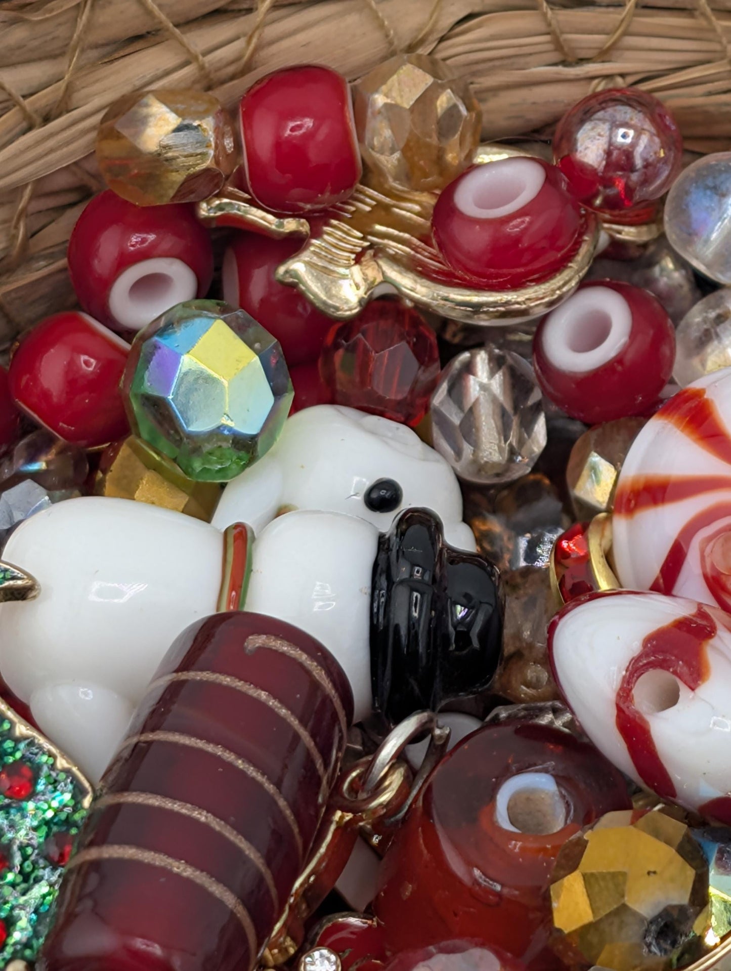 Christmas Glass Bead & Charm Soup: ALL GLASS DIY Jewelry Making Supplies (30g Pkg)