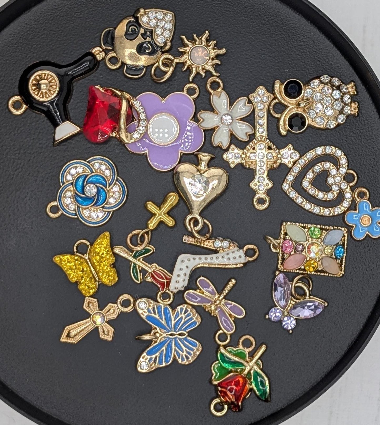 Golden Tone Enamel & Rhinestone Charm Grab Bags 30g (20-22 charms)