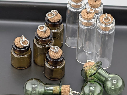 Set of 10 Glass Vial Charms: DIY Jewelry Making Supplies