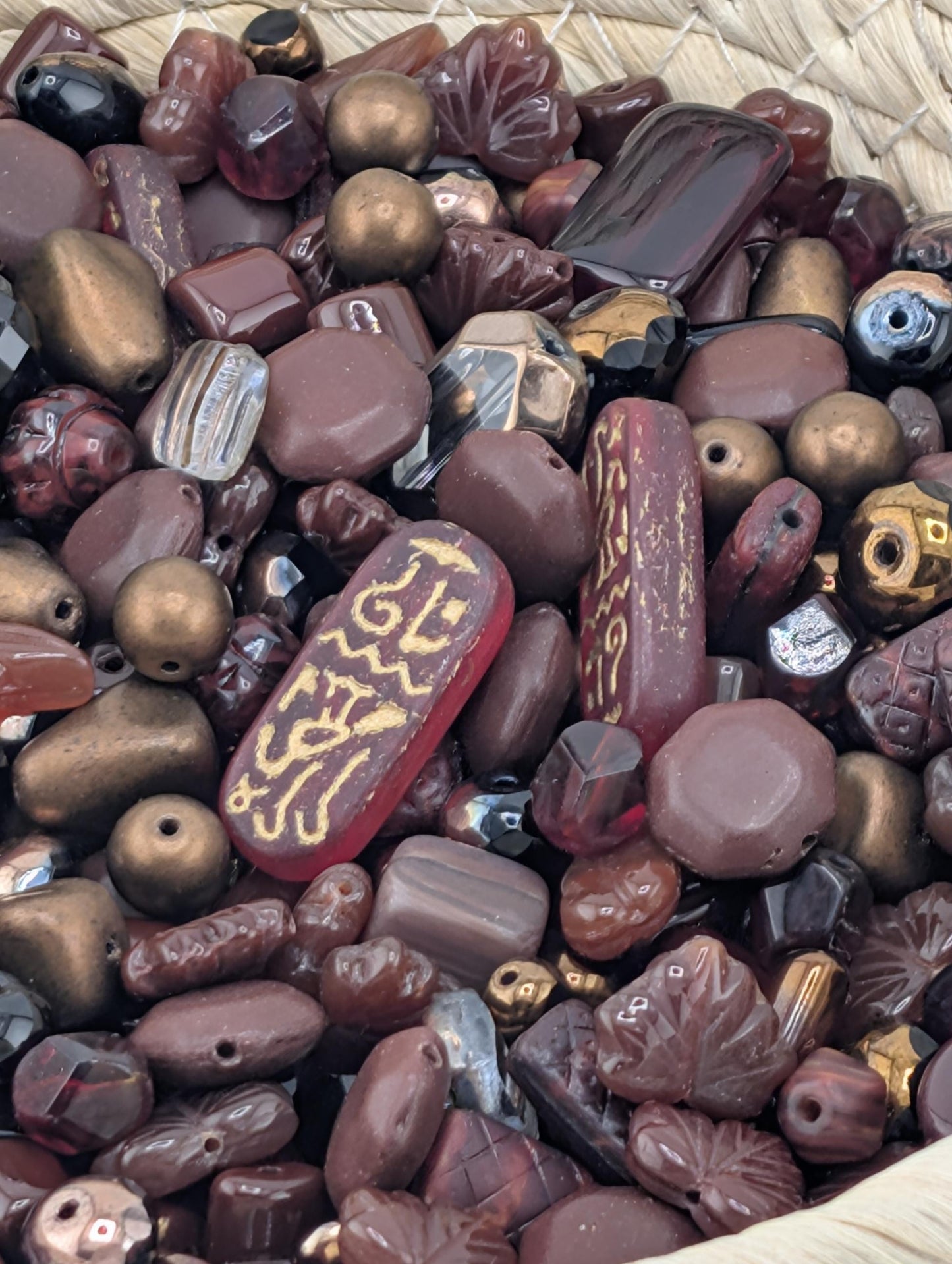 Brick Red Mix Czech Pressed Glass Beads: Boho Jewelry Making Supply (30g pkg)