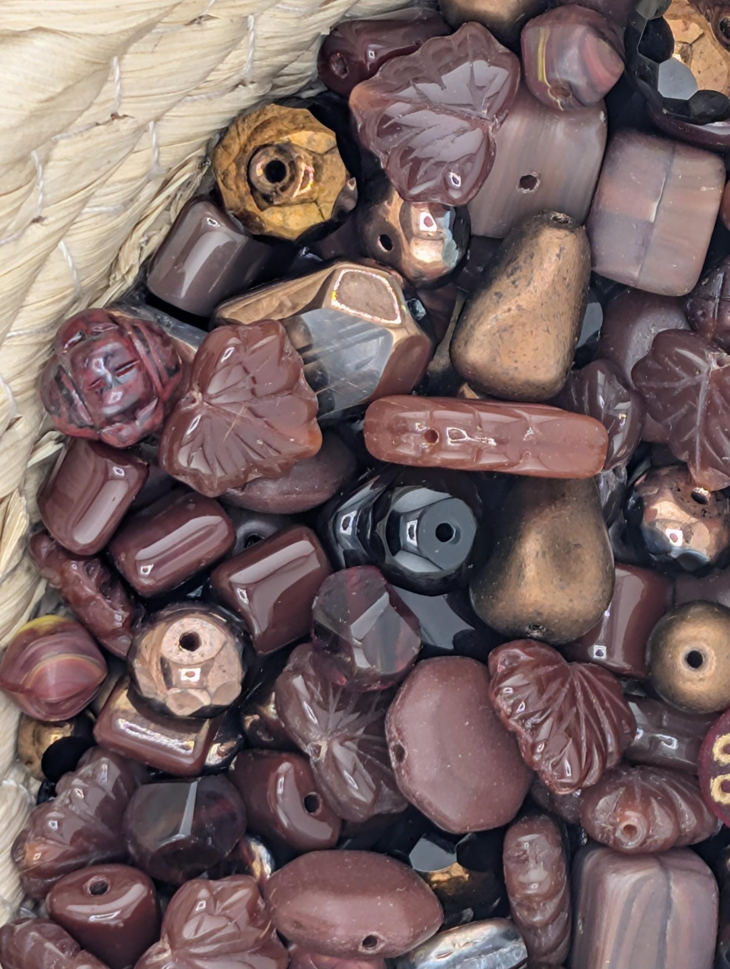 Brick Red Mix Czech Pressed Glass Beads: Boho Jewelry Making Supply (30g pkg)