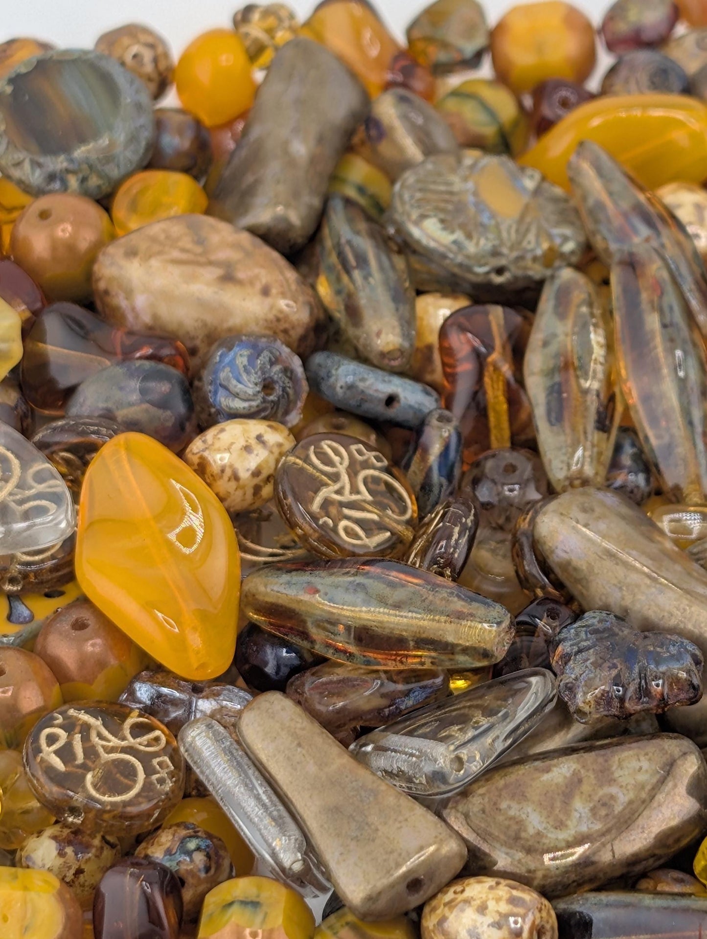 Burnt Orange Czech Glass Beads: Boho Vintage Jewelry Making Supply