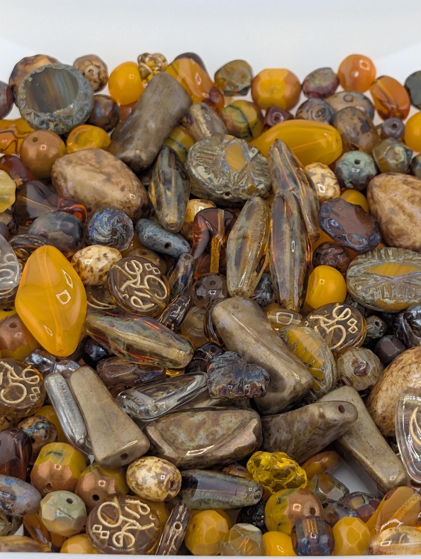 Burnt Orange Czech Glass Beads: Boho Vintage Jewelry Making Supply
