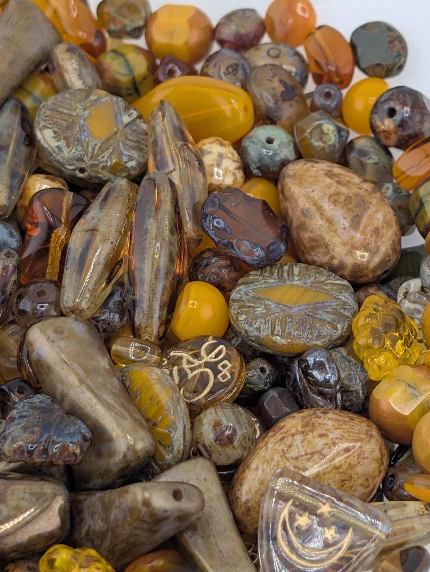 Burnt Orange Czech Glass Beads: Boho Vintage Jewelry Making Supply