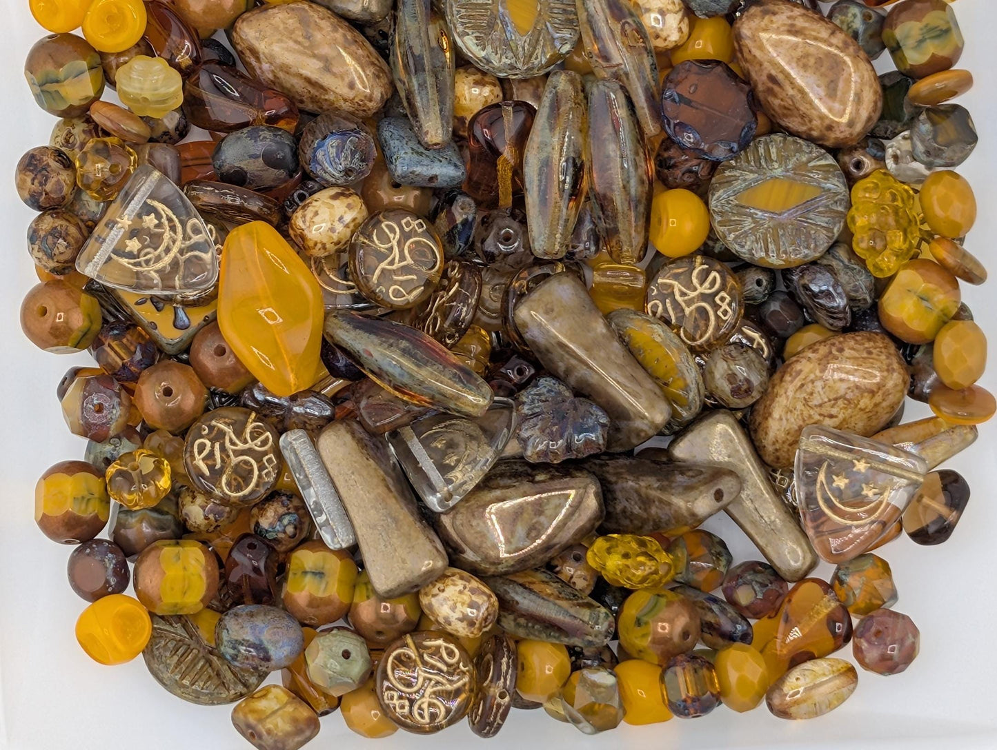 Burnt Orange Czech Glass Beads: Boho Vintage Jewelry Making Supply