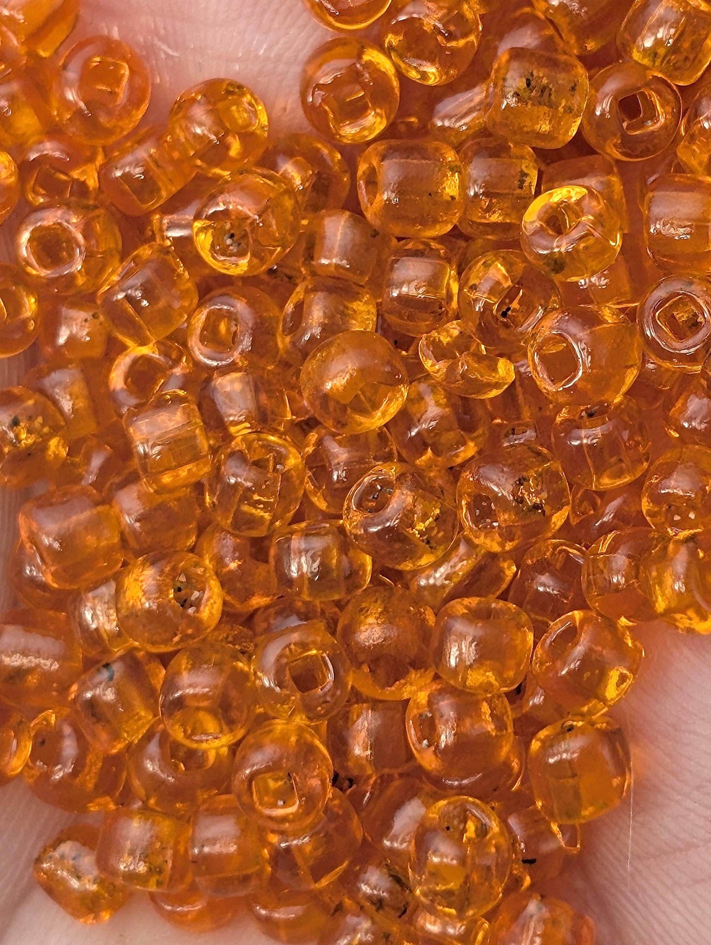 Vintage Venetian Transparent Orange Beads: 6/0 Square Hole 15g pkg