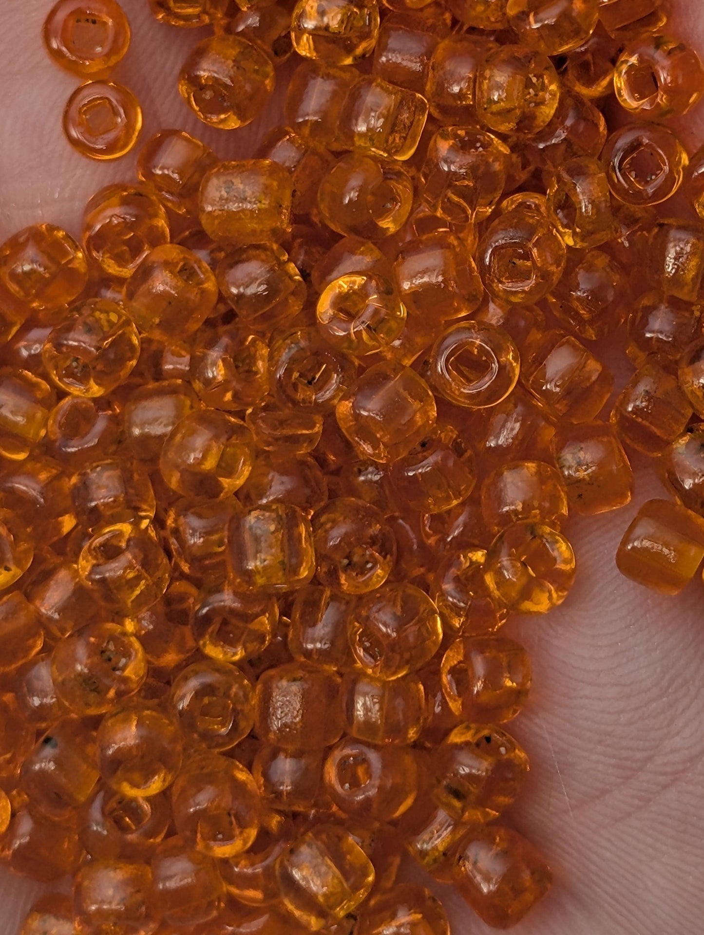 Vintage Venetian Transparent Orange Beads: 6/0 Square Hole 15g pkg