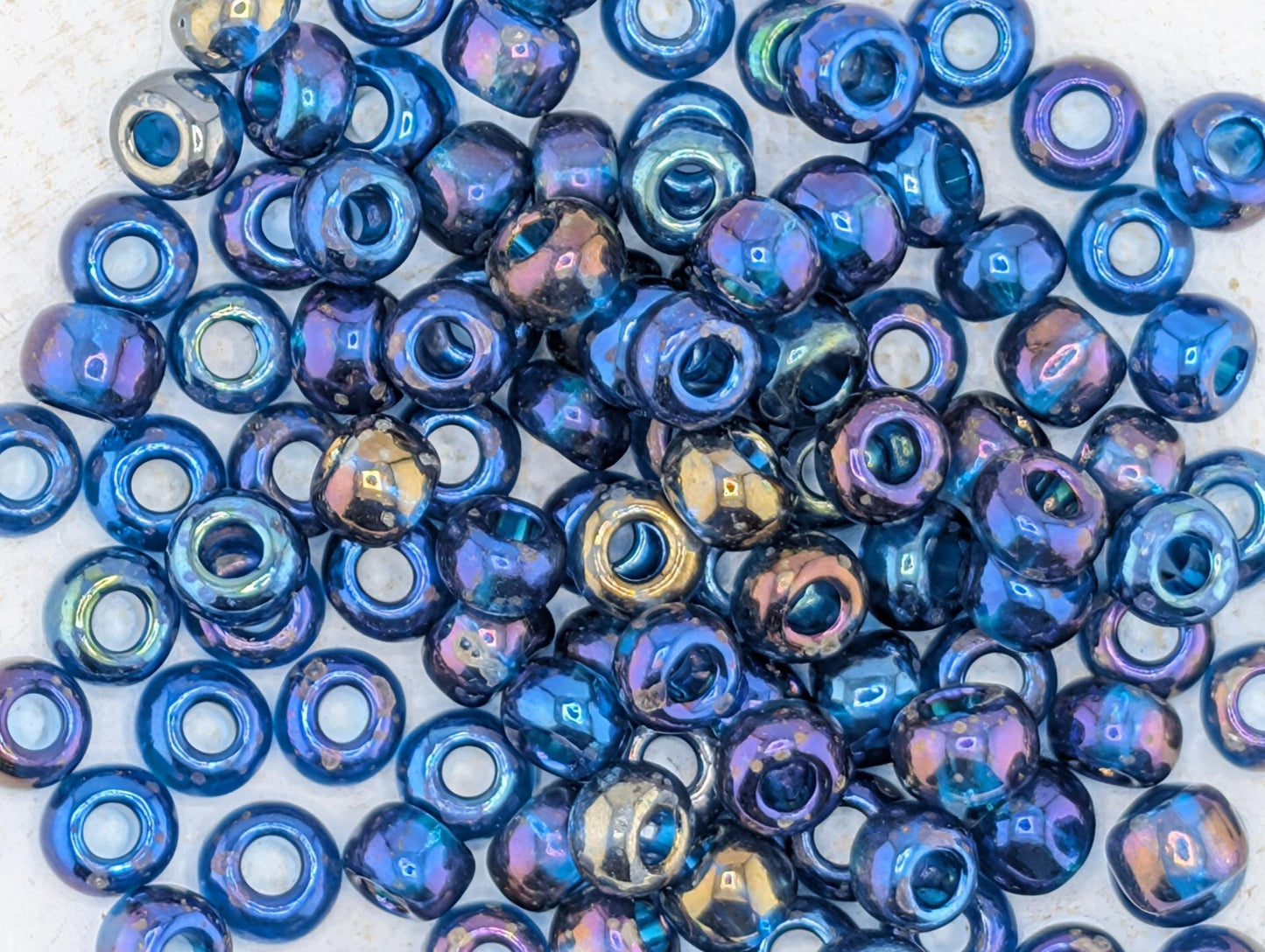6/0 Transparent Blue Iris Preciosa Glass Beads 15g pkg