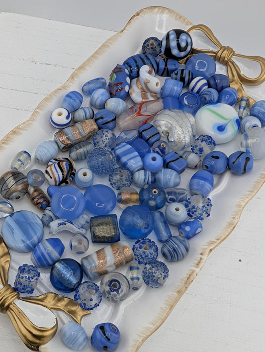 Learise Lampwork Glass Beads: Baby Blue Jewelry Making Mix (6 oz)