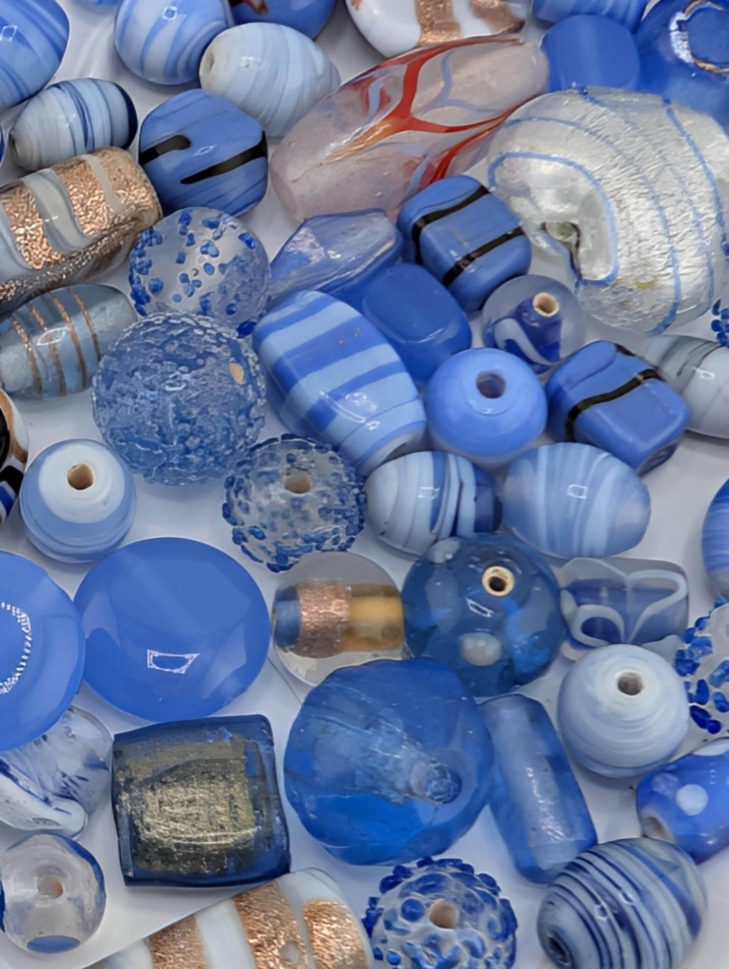 Learise Lampwork Glass Beads: Baby Blue Jewelry Making Mix (6 oz)
