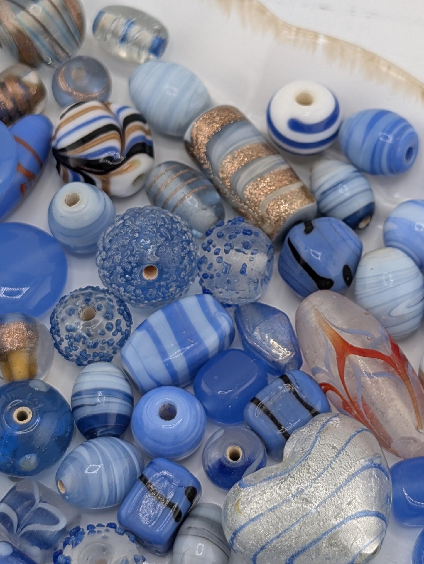 Learise Lampwork Glass Beads: Baby Blue Jewelry Making Mix (6 oz)
