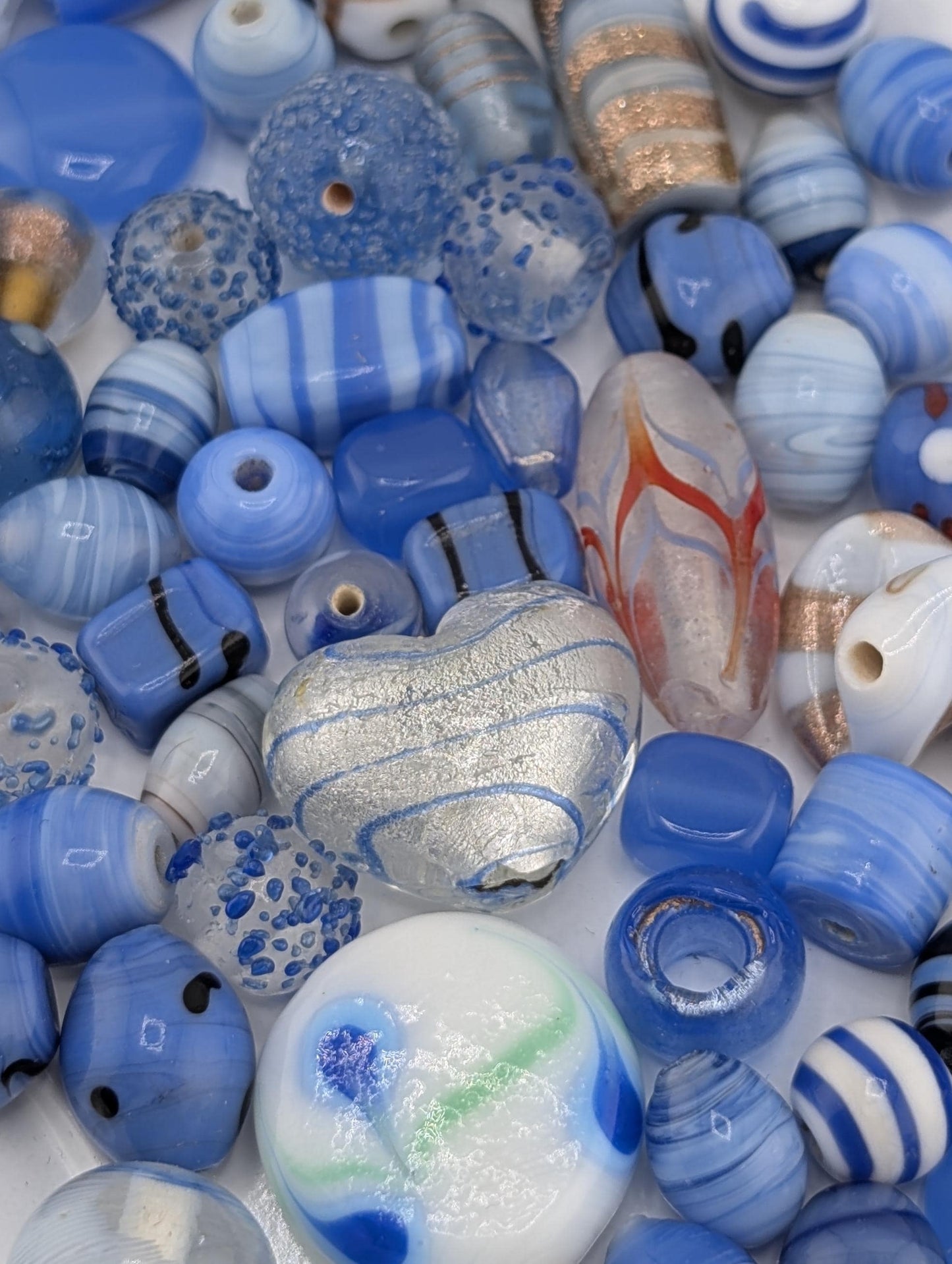 Learise Lampwork Glass Beads: Baby Blue Jewelry Making Mix (6 oz)