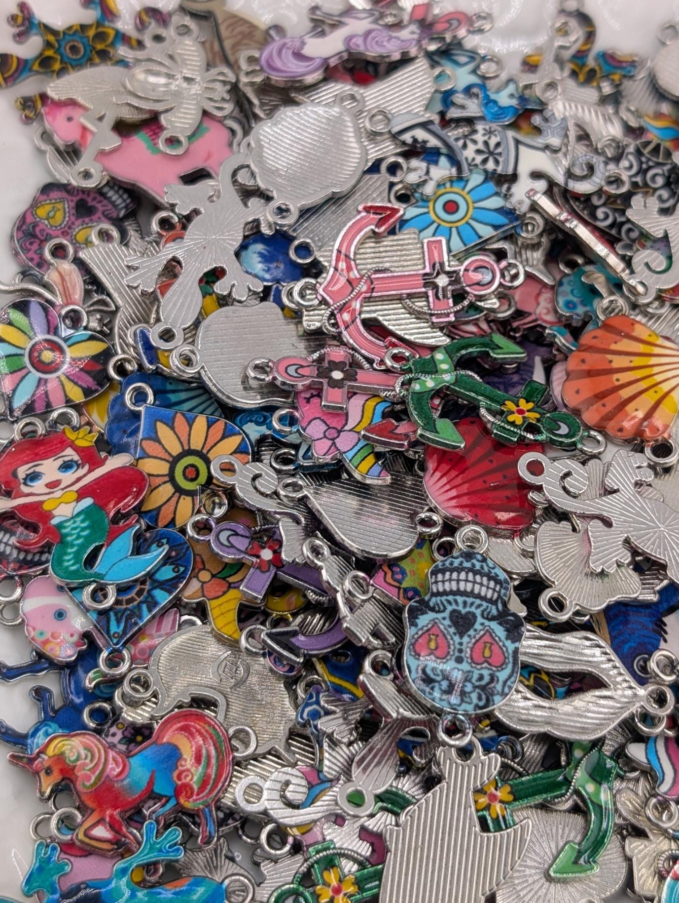 Mixed metal and Colorful Enamel Connector Charm/links Grab Bags 30g (18-20 charms)