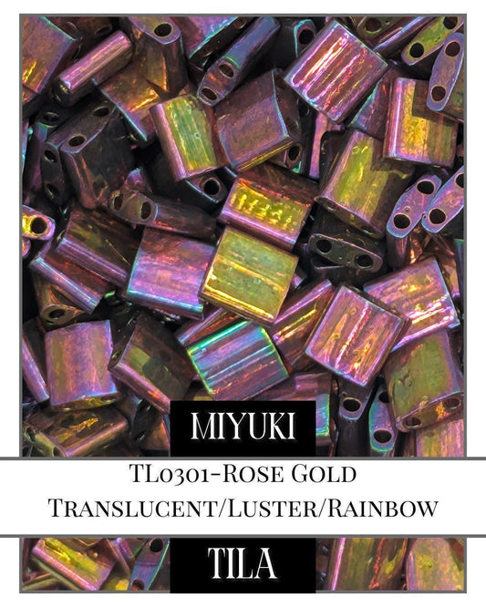 TL0301-Miyuki Tila Beads:Rose Gold T/L/R (7.5g pkg)