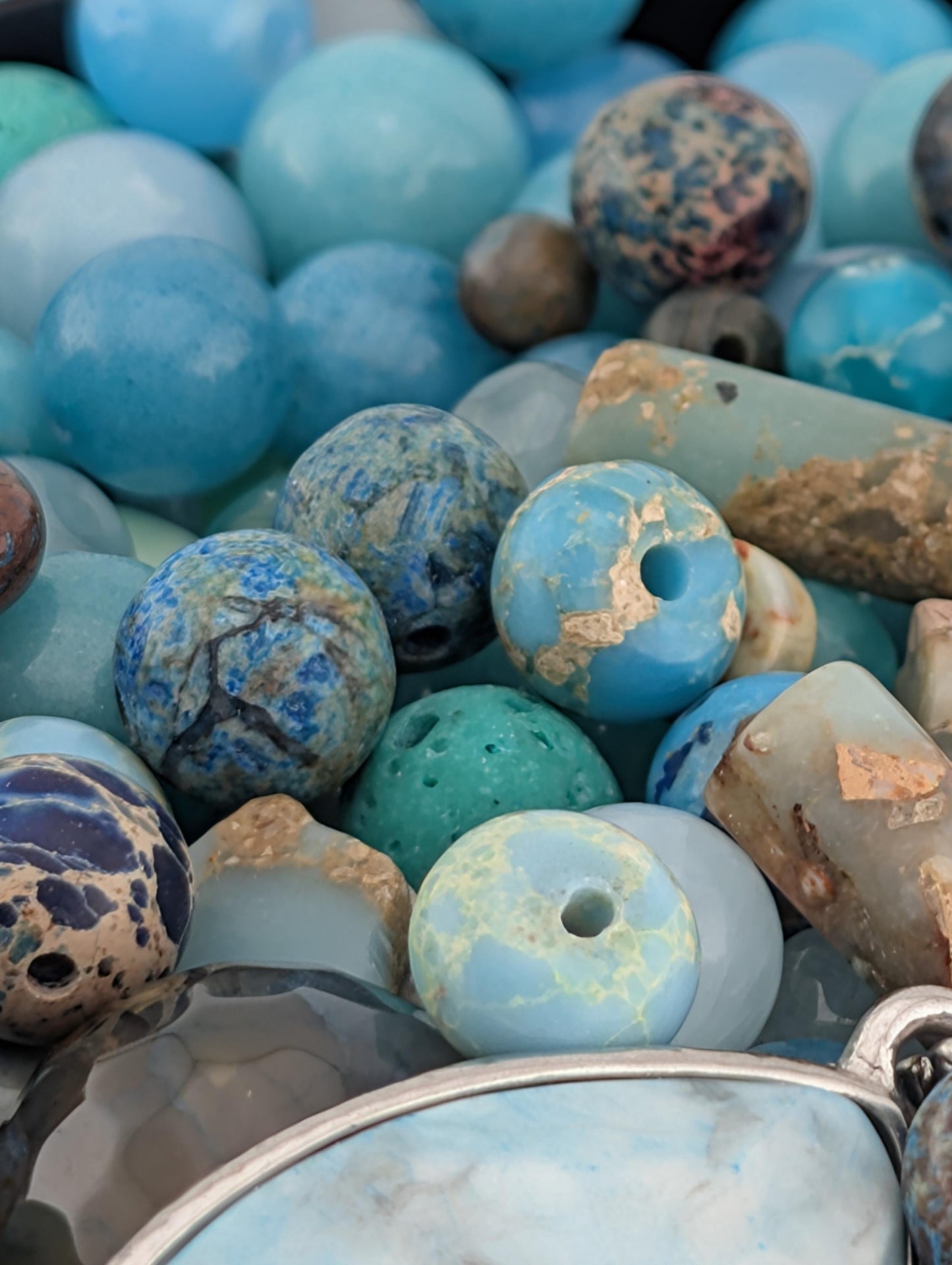 Ocean and imperial Jasper Gemstone Bead Soup Mix: 2oz Natural Stone Jewelry Making