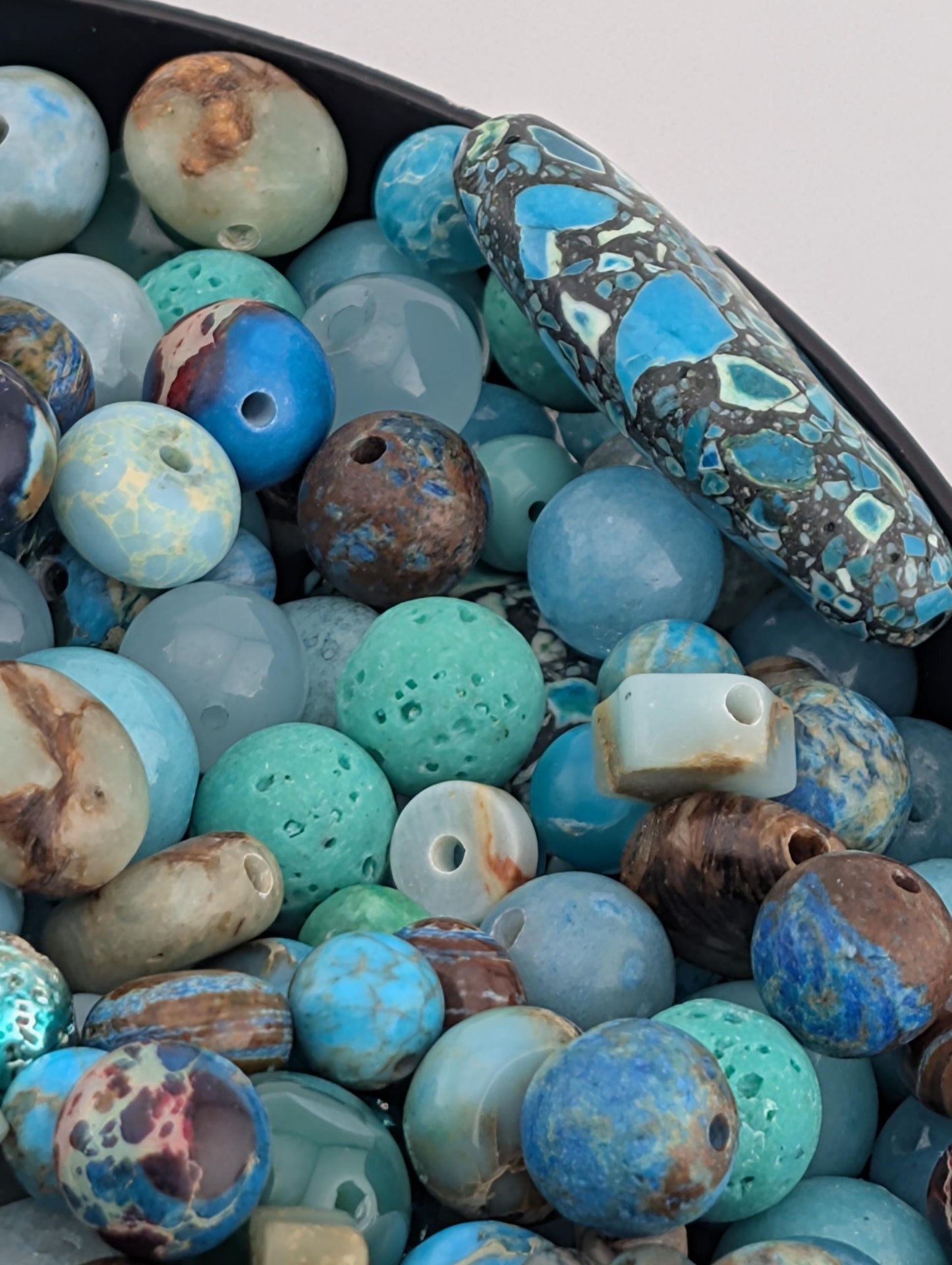 Ocean and imperial Jasper Gemstone Bead Soup Mix: 2oz Natural Stone Jewelry Making