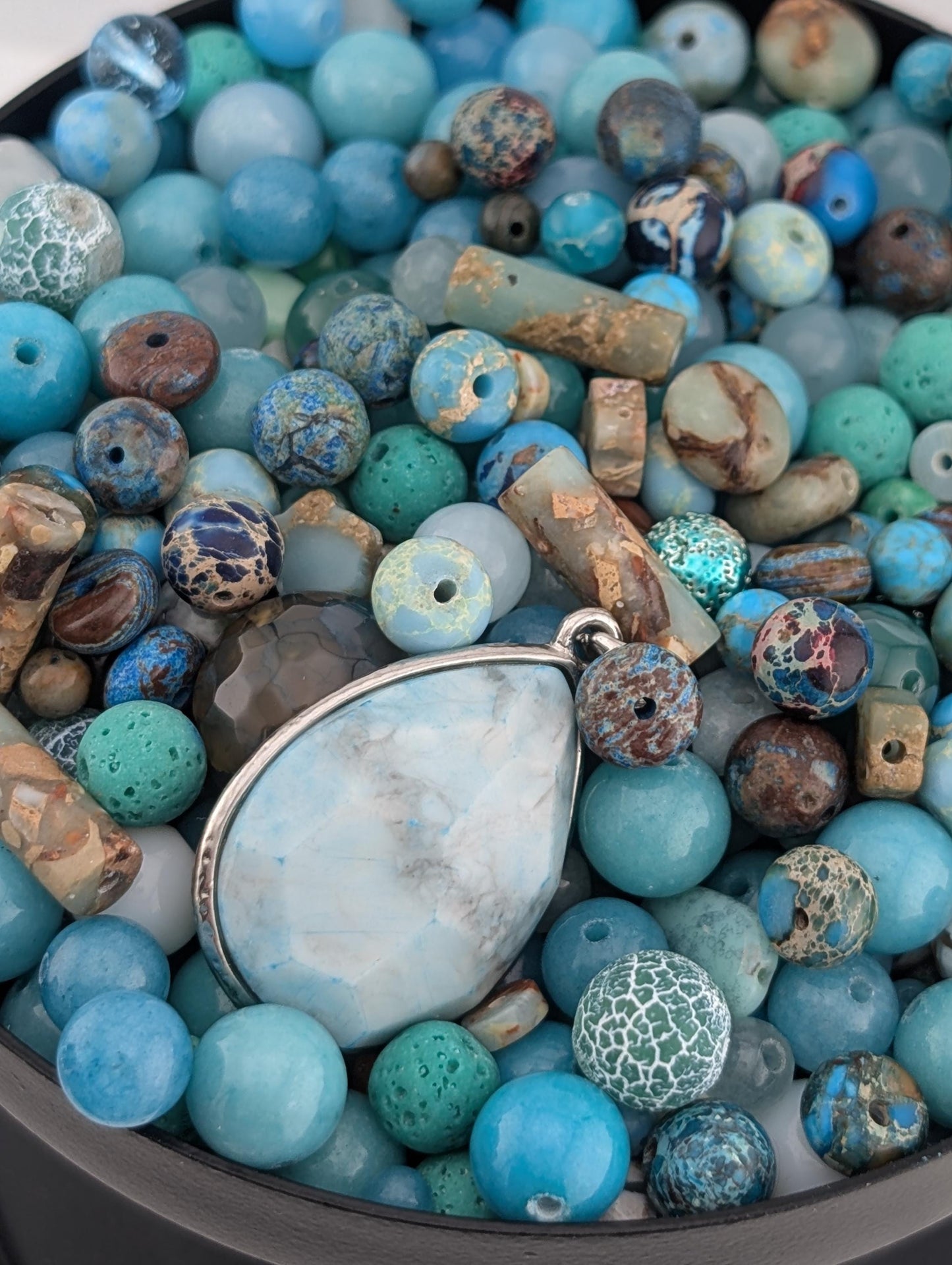 Ocean and imperial Jasper Gemstone Bead Soup Mix: 2oz Natural Stone Jewelry Making