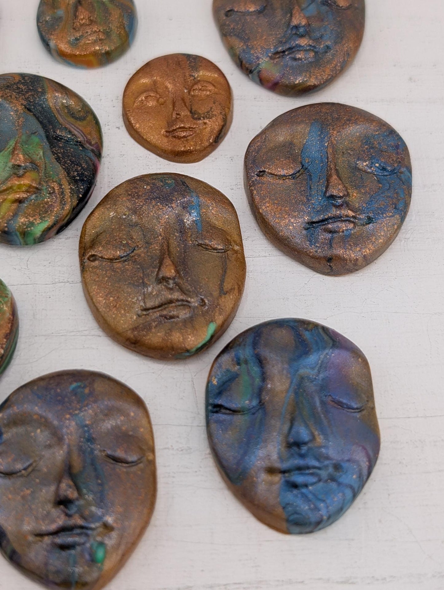 Handmade Polymer Clay Faces: Multicolor Art Doll Supplies 12 pcs