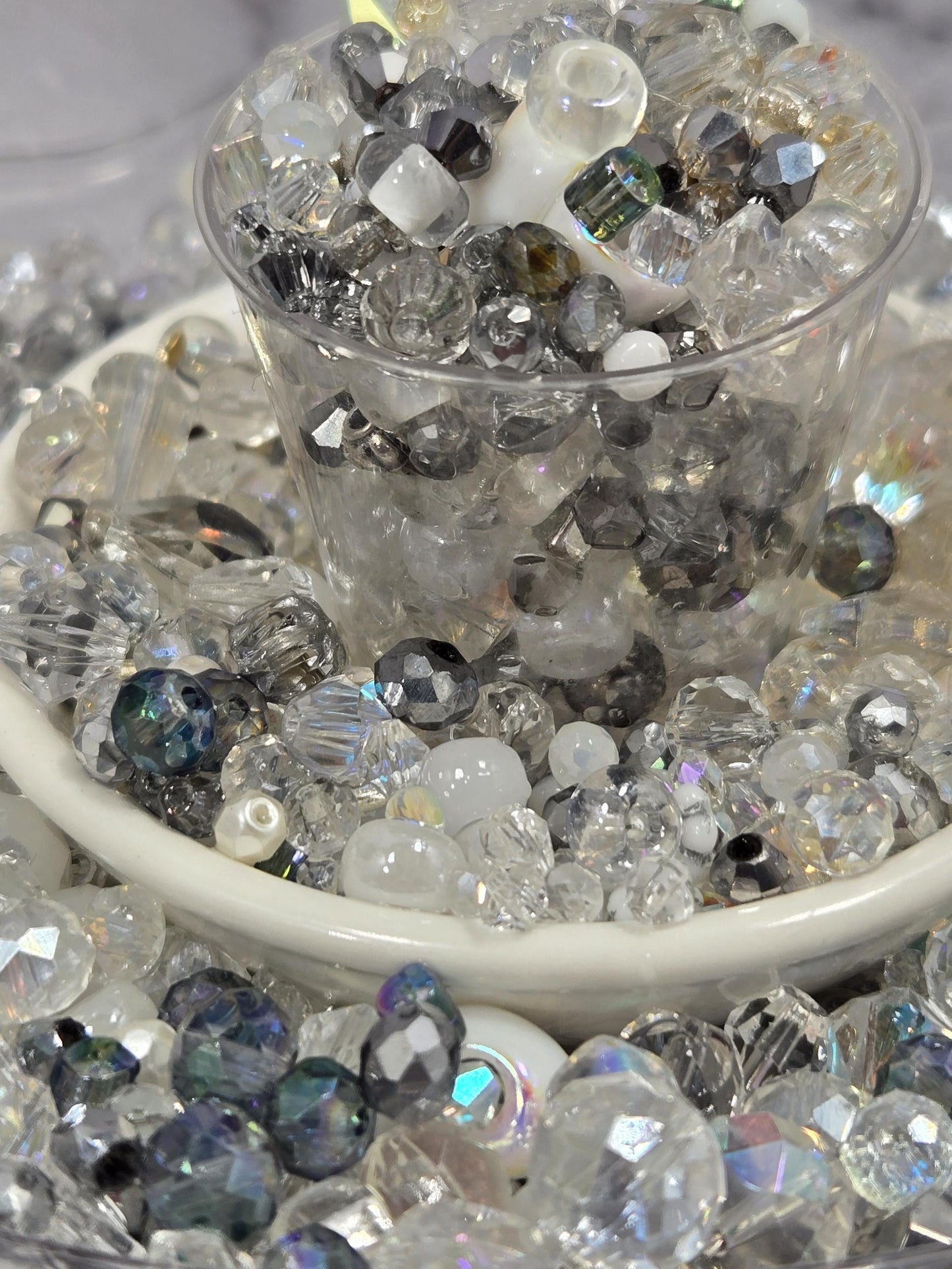 Learise Exclusive "White Frost" Glass Bead Soup Mix (30g Pkg)