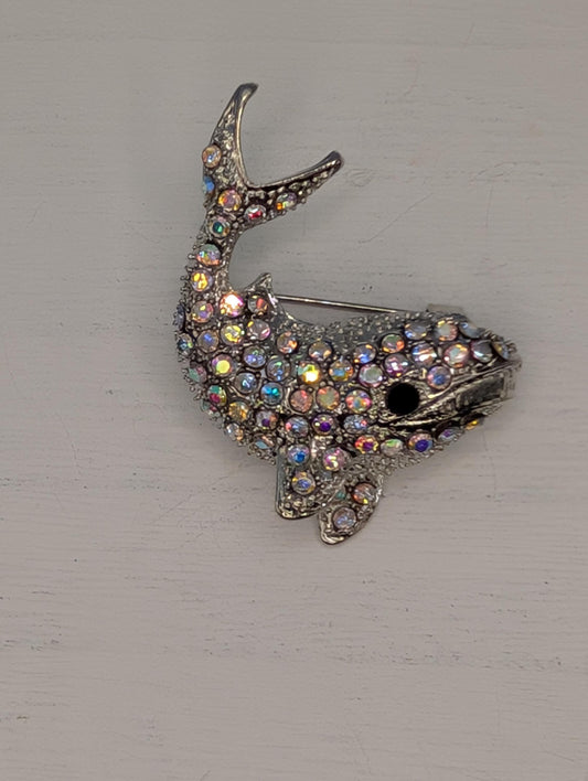 Silver Plated Whale CZ for DIY Bag Charm, Pin Acessory or Pendant Brooch