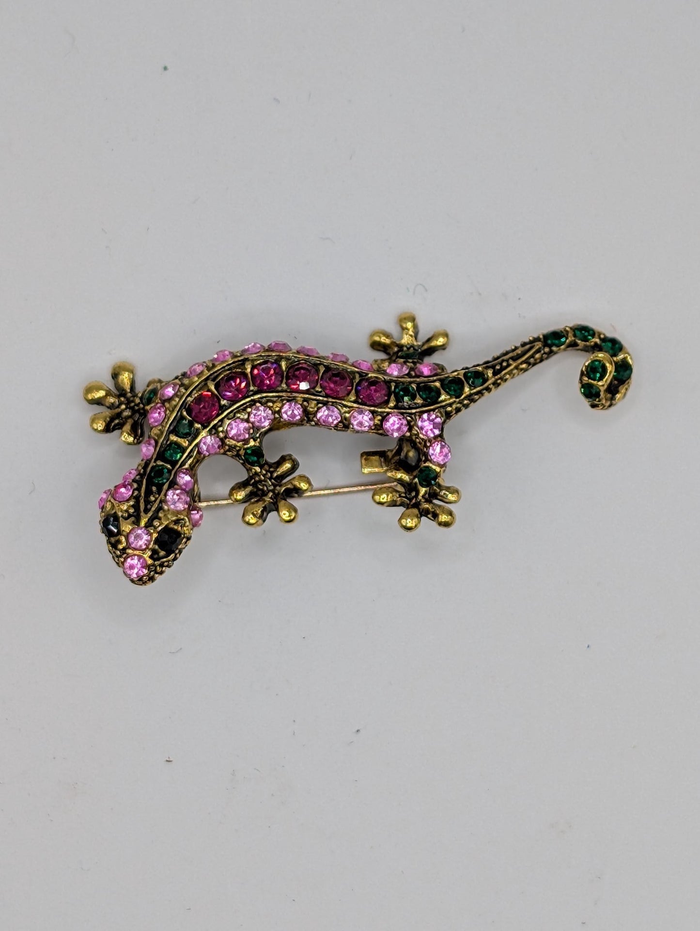 Rhinestone Gecko : Colorful Animal Jewelry Gift Brooch