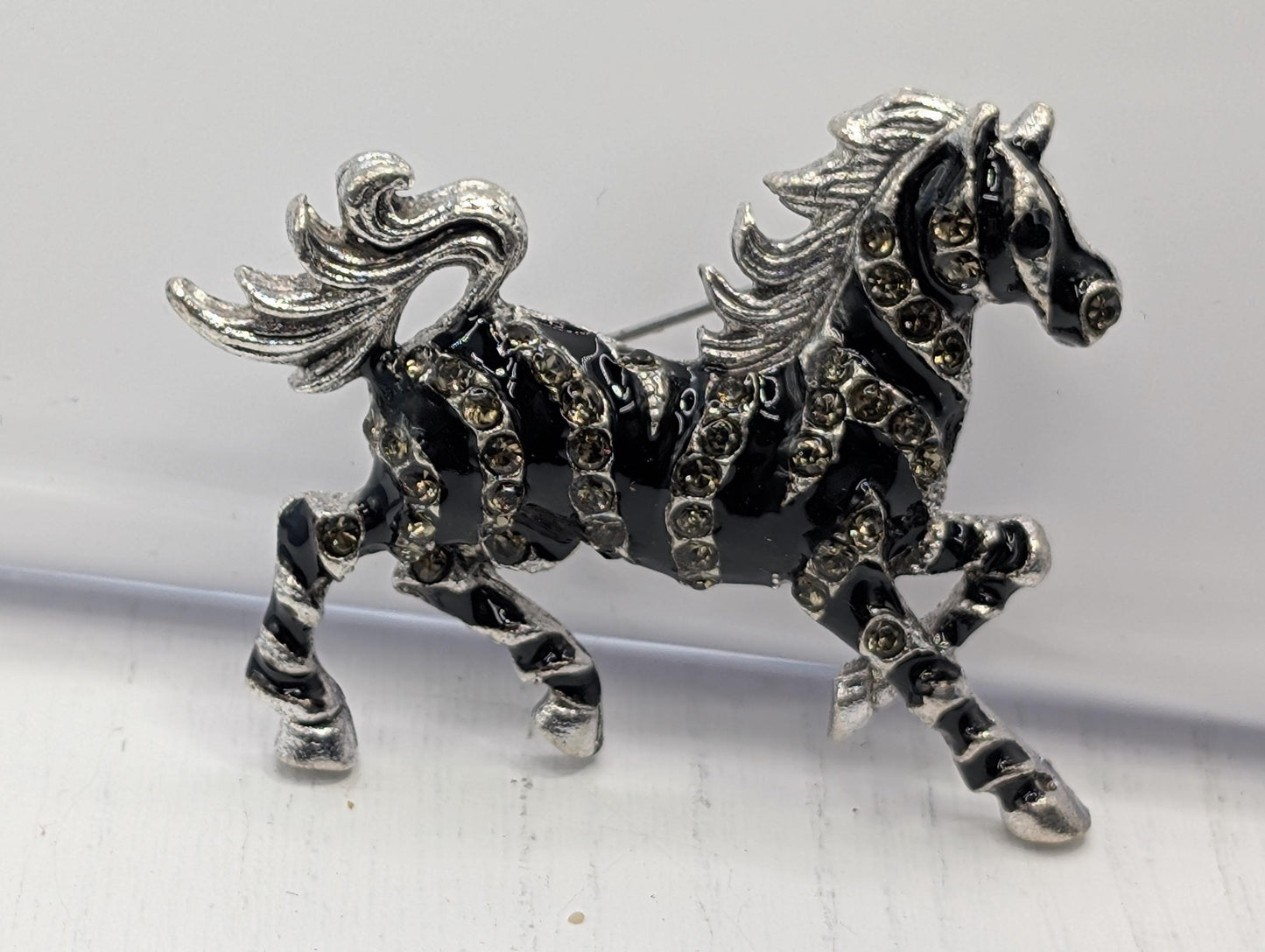 Silver Zebra  for DIY Bag Charm Pin Accessory or Pendant Brooch