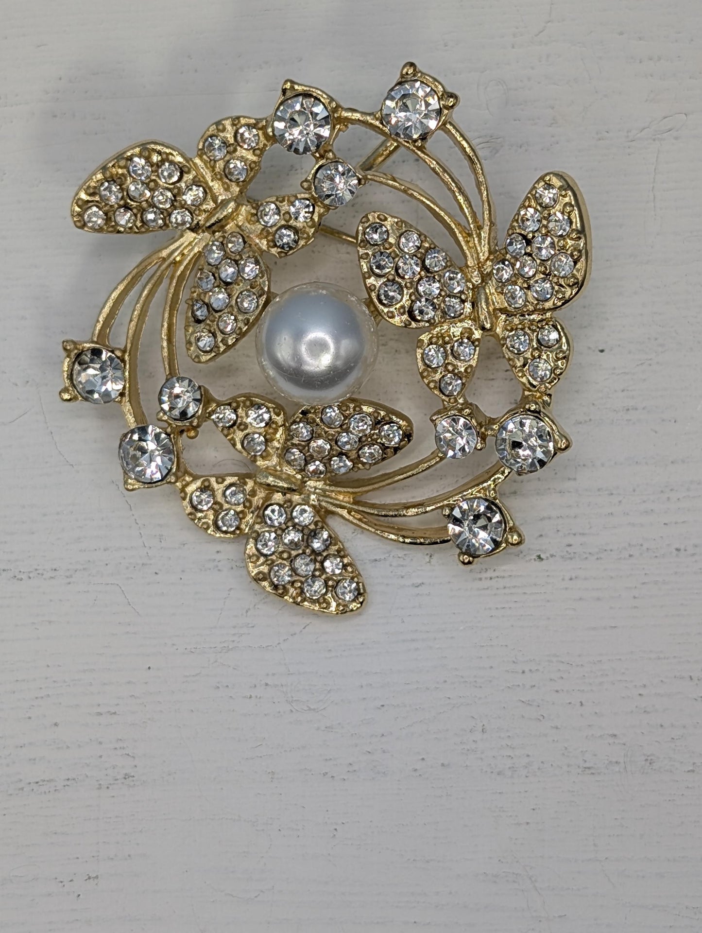 Golden Plate CZ Butterfly  Elegant Jewelry Accessory for Women Brooch
