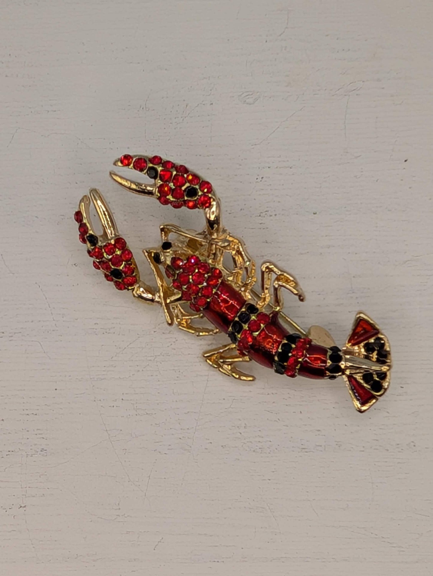 Gold Red Lobster for DIY Bag Charm, Pin Acessory or Pendant Brooch