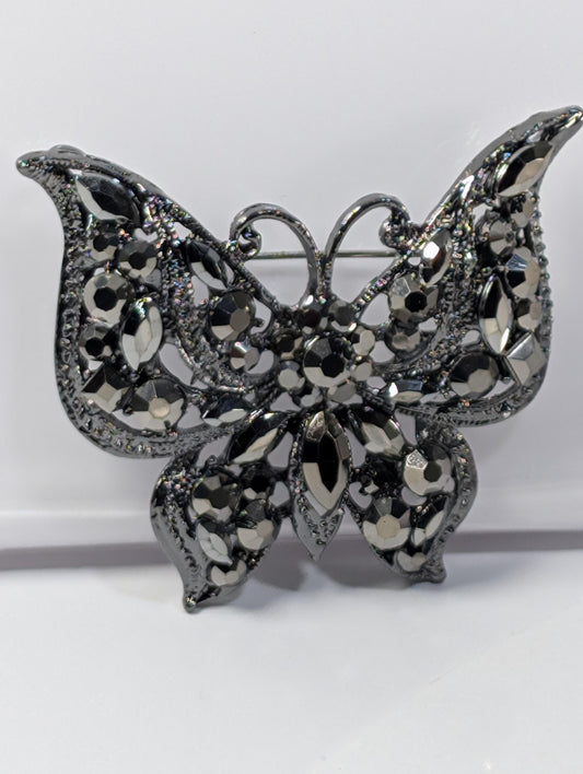Gunmetal Butterfly Brooch
