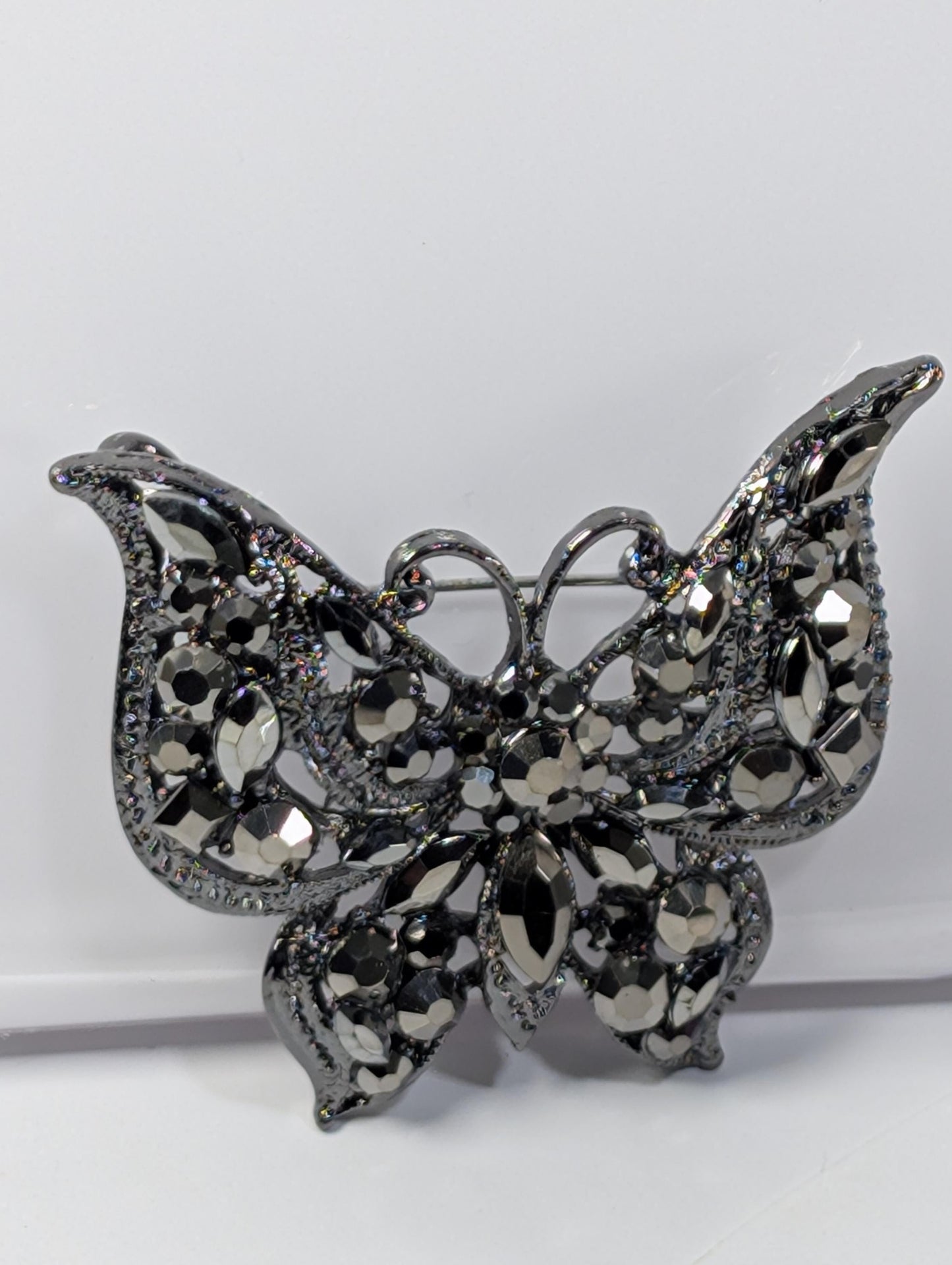 Gunmetal Butterfly Brooch